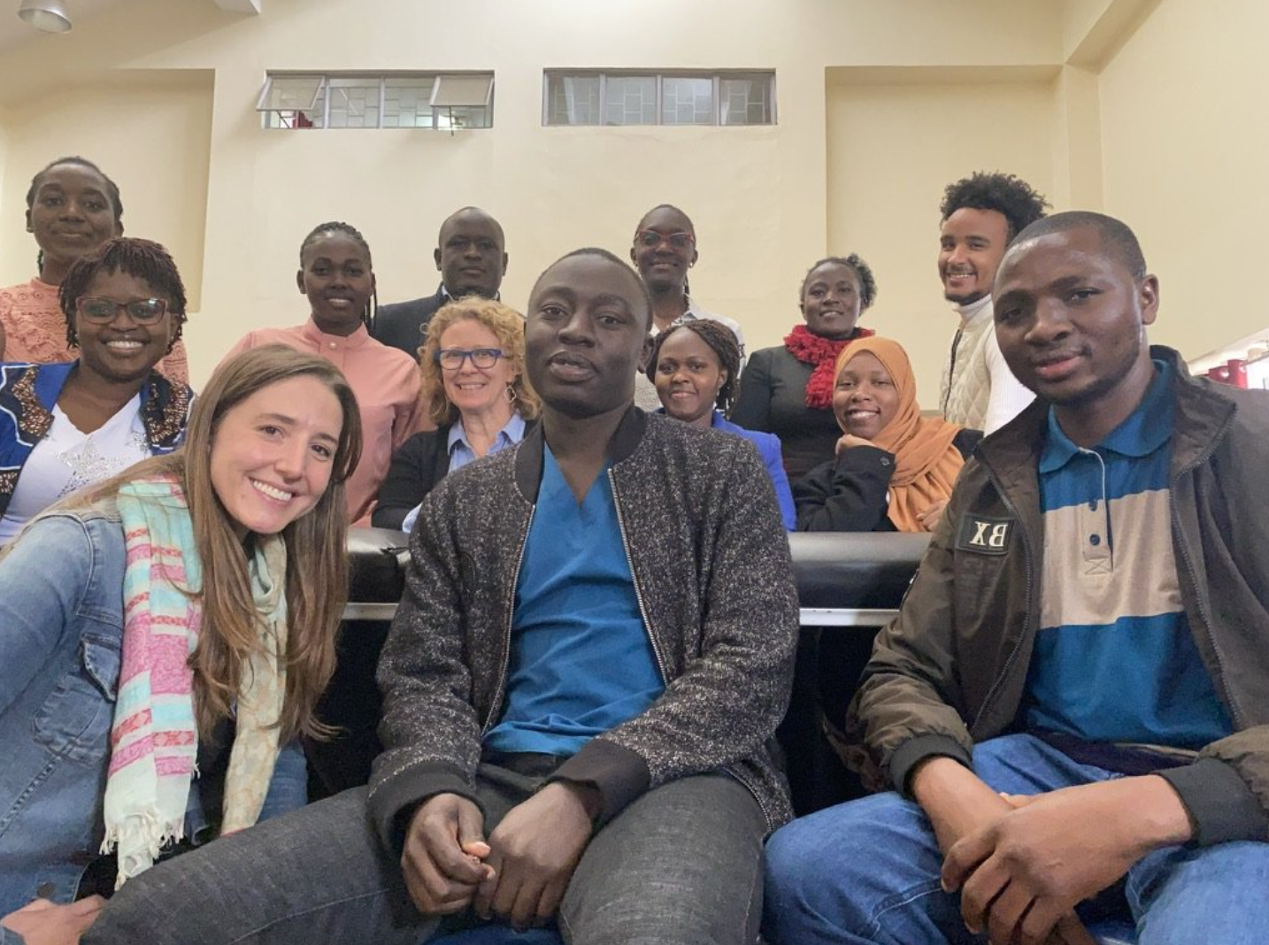 Jillian Caster, DPT ’08 (front right), and Associate Professor Michelle “Missy” Criss (middle row, second from right) pose with physiotherapists they taught in Nairobi, Kenya. (Photo courtesy of Michelle Criss) 